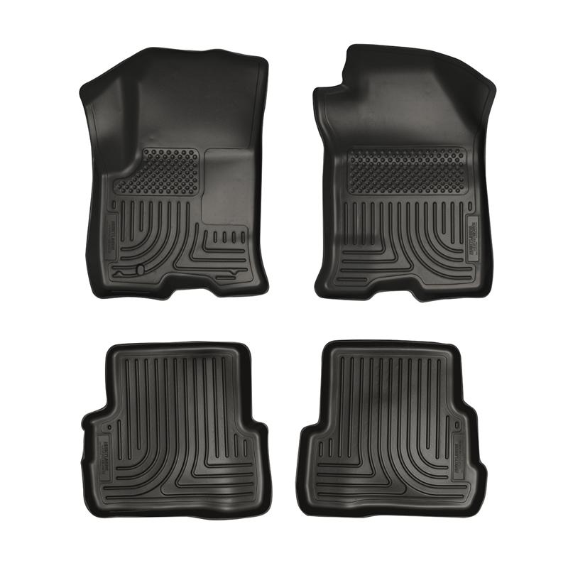Ford Focus Floor Liners - Front + Rear - Husky Liners - WeatherBeater Combo - Black - `08-`11